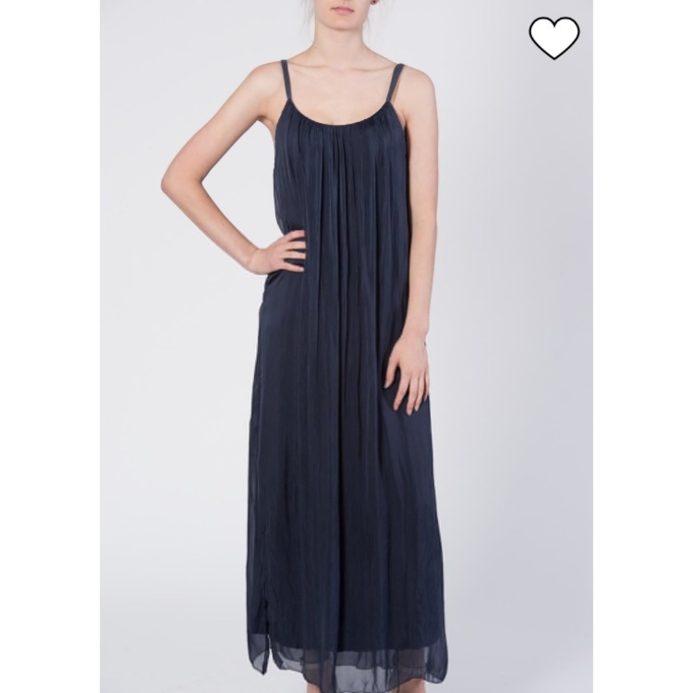 Navy Silk Maxi Dress