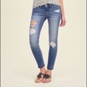 Hollister Crop Beach Crochet Distressed Jeans