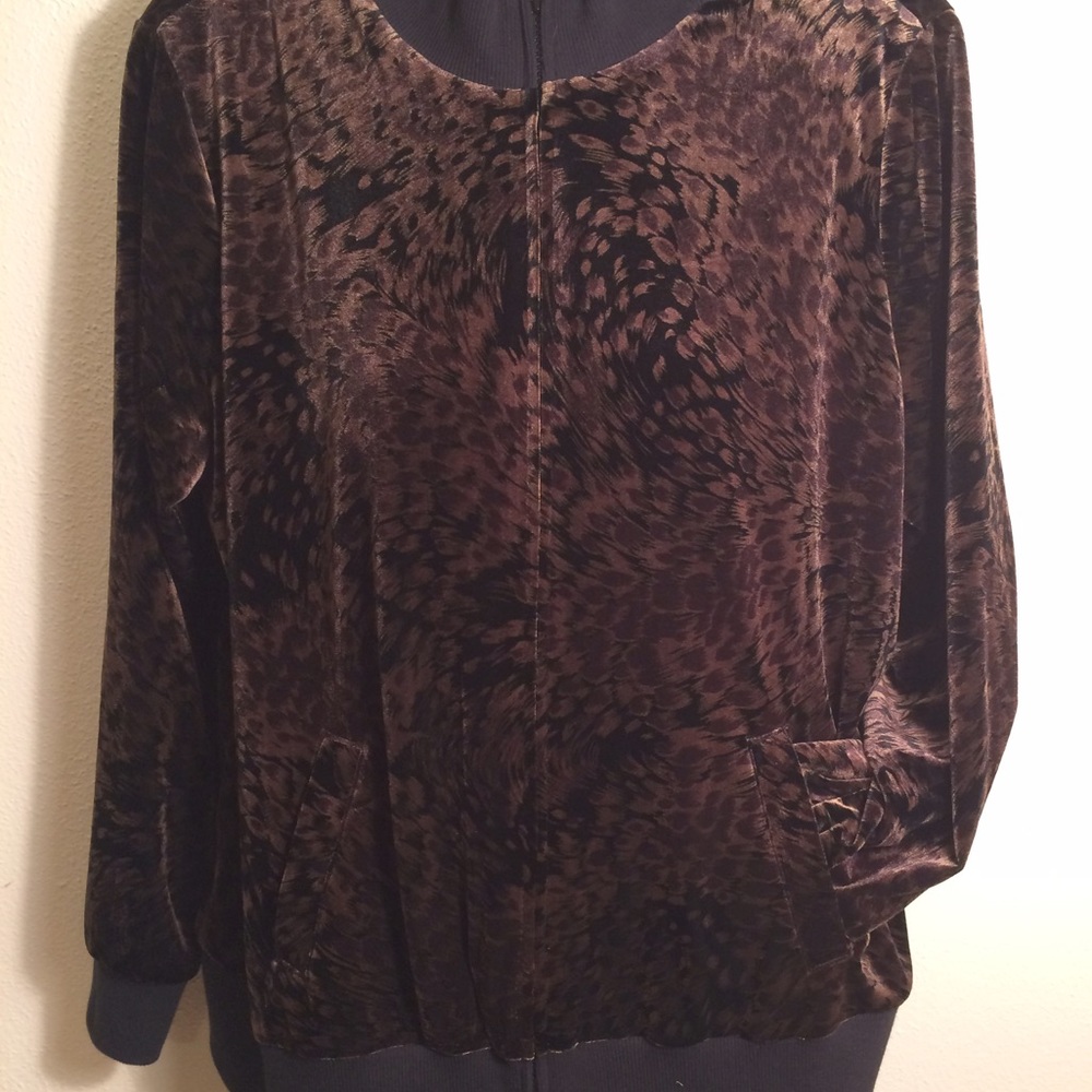 Susan Graver |Velour Cheetah Bomber Jacket Size 2X