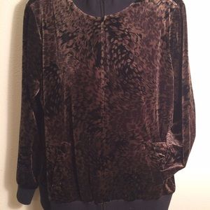 Susan Graver |Velour Cheetah Bomber Jacket Size 2X
