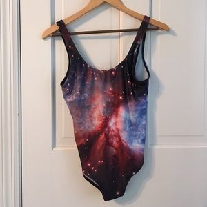 Backless Galaxy print bodysuit/swimsuit