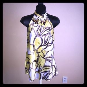 Yellow design satin halter