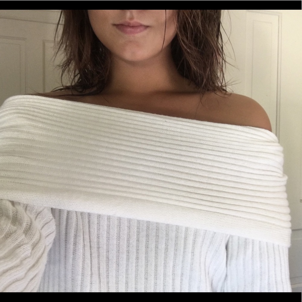 Off the shoulder white Loft sweater