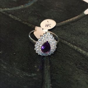 Purple Pear shape CZ Ring