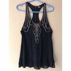 Free people beaded tank top sheer black SZ 2 Free people beaded tank top sheer black SZ 2