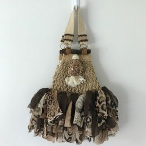 ONE OF A KIND HANDMADE NATURAL BAG.SMALL. BROWN.