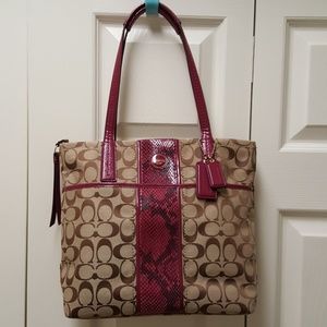 Authentic Coach Signature Stripe Tote Purse