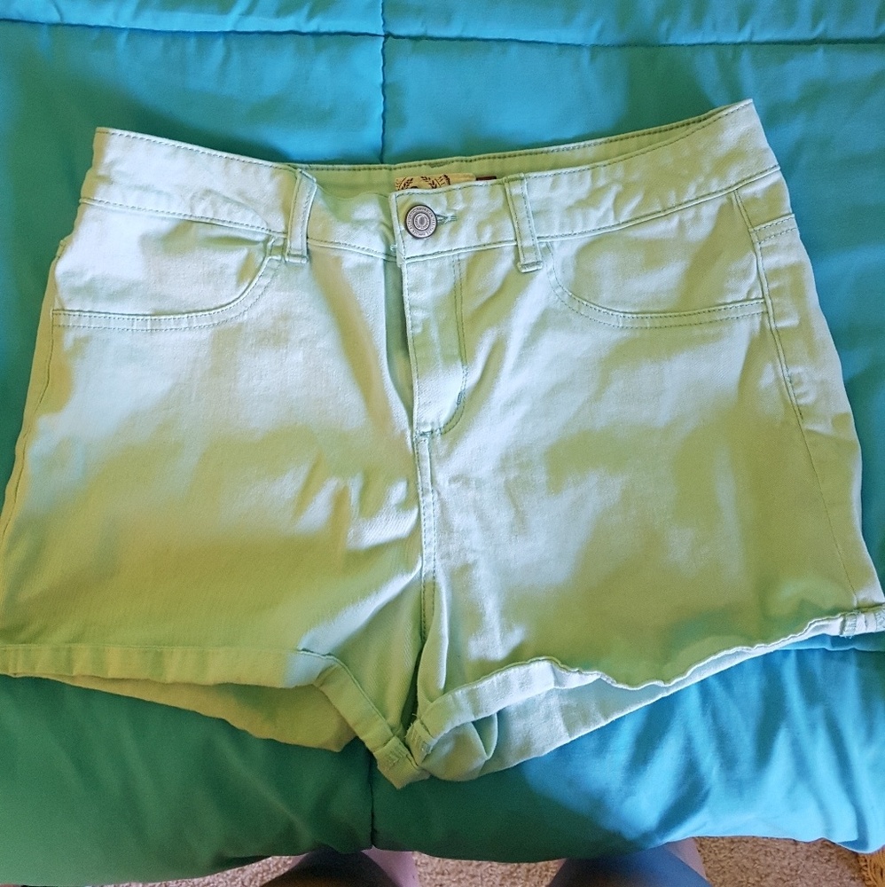 High wait blue shorts