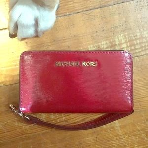 Michael Kors red wrist wallet