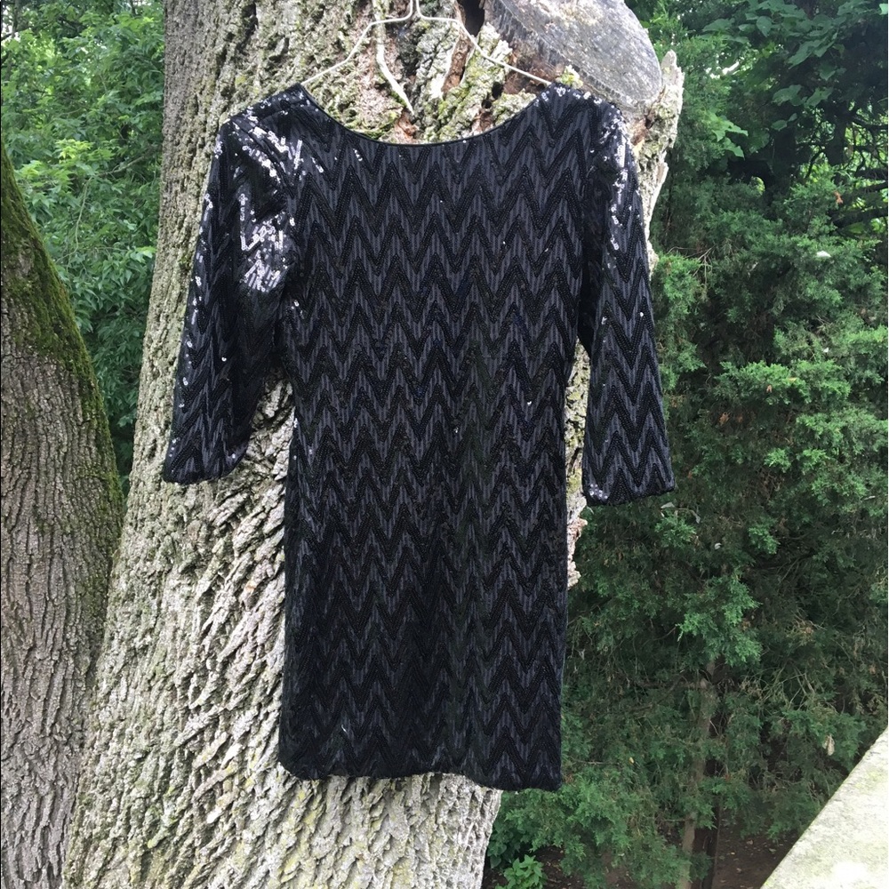 Three Quarter Sleeve Sequin Party Dress
