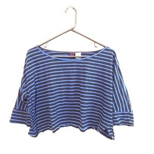 Blue and Black Striped Crop Top