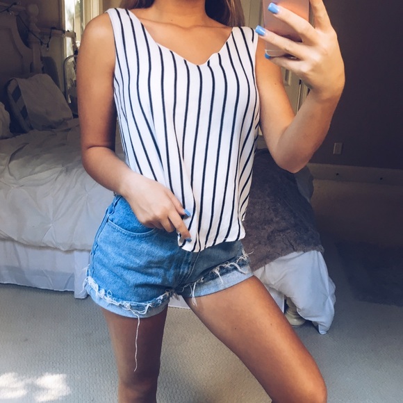 Mango Tops - b&w striped tank