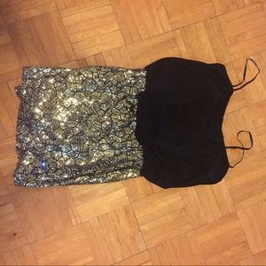 Black and silver sequin party dress