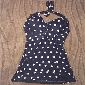 Black and White Polka Dot Swimsuit Top