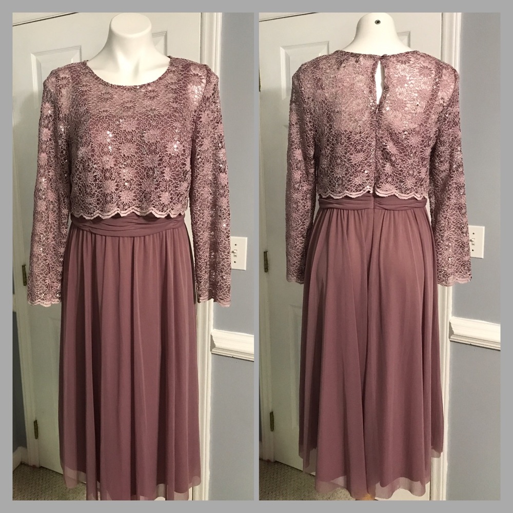 Drapers and Damon's Mauve Dress W/Lace Overlay