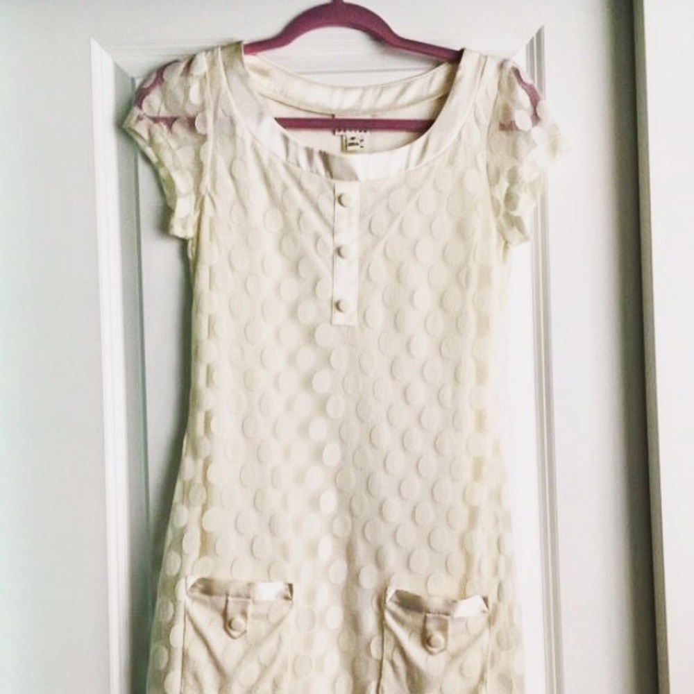 Adorable EN Focus Cream Polkadot Dress