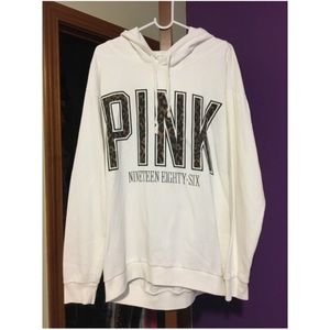 Ivory pink brand long sleeve hoodie
