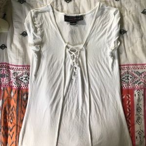 White Lace-Up Tee