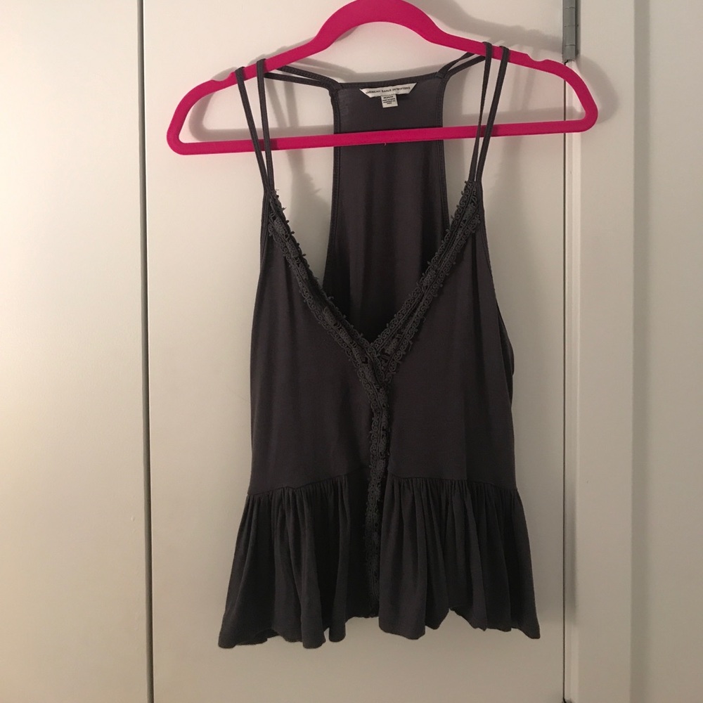 Grey v neck peplum tank
