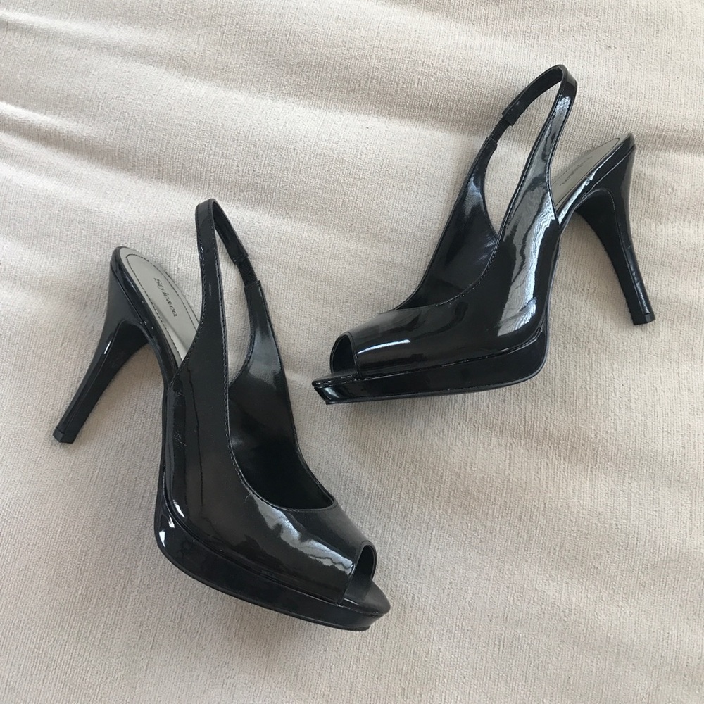 Black Patent Leather Peep Toe