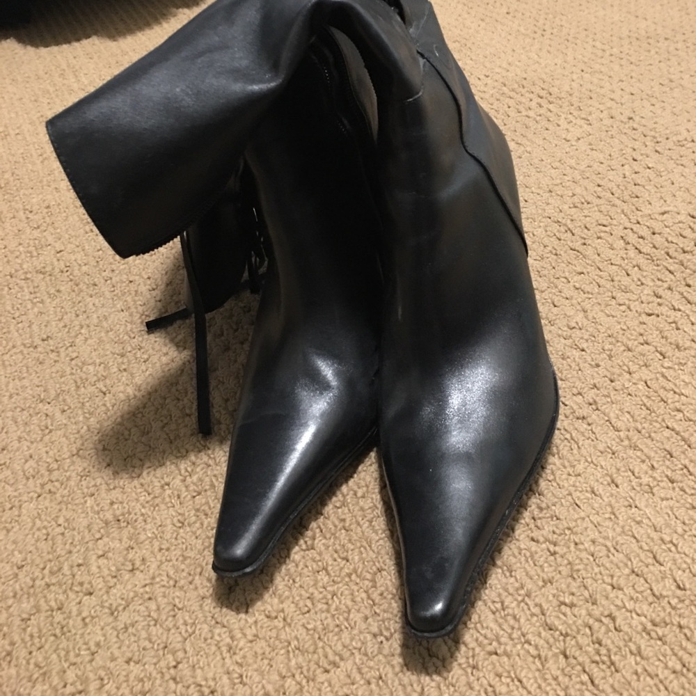 Black leather boots