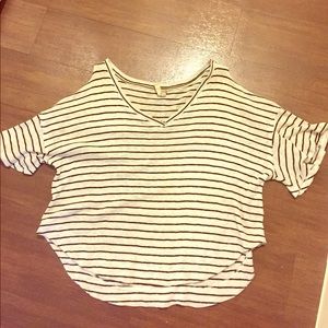 Free people cold shoulder black/white stripped top