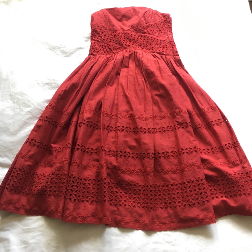 NWT GORGEOUS Red Eyelet Strapless Dress