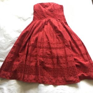 NWT GORGEOUS Red Eyelet Strapless Dress