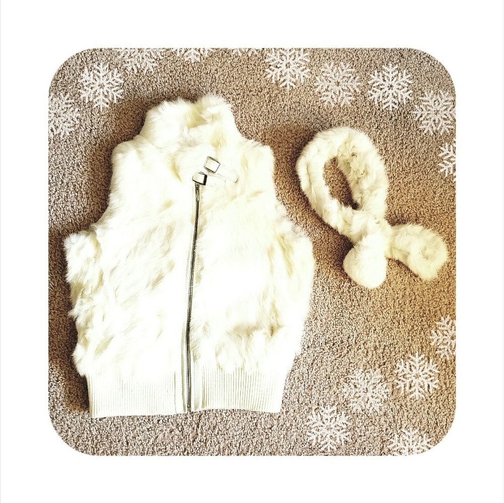 NEW Rabbit fur vest & scarf