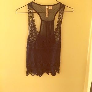 Floral top with flirty see through back