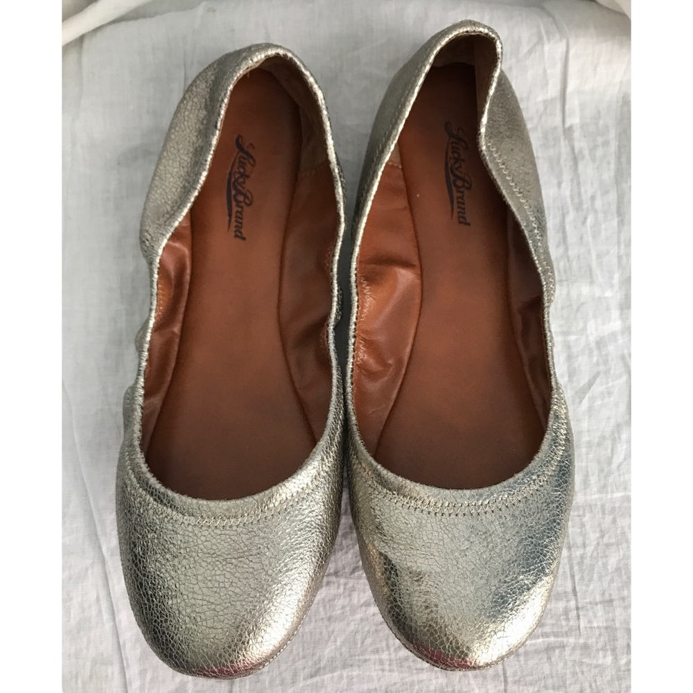 Lucky Brand Leather metallic ballet flats 10 M EUC