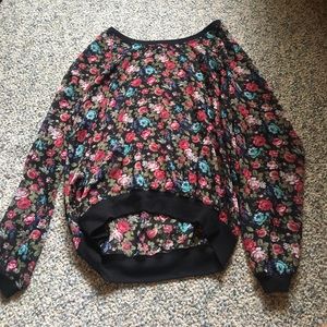 Sheer long sleeve floral shirt