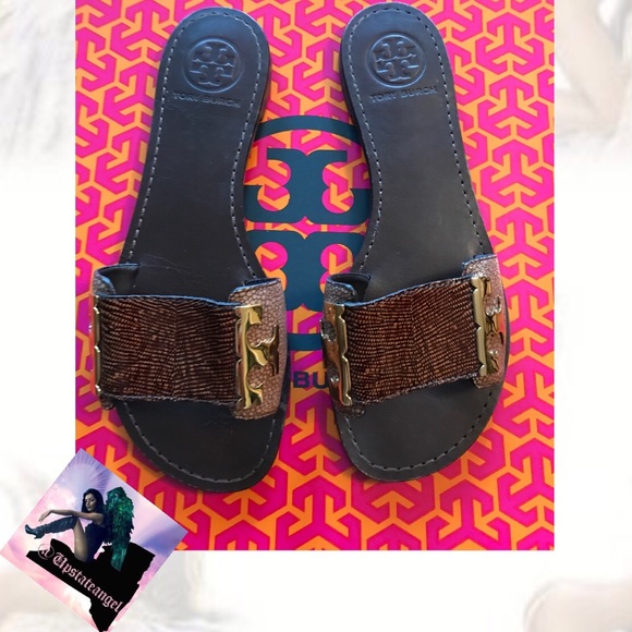 Tory Burch Shoes - TORY Burch Gail Logo Slides Flat Coconut 6M NWOT