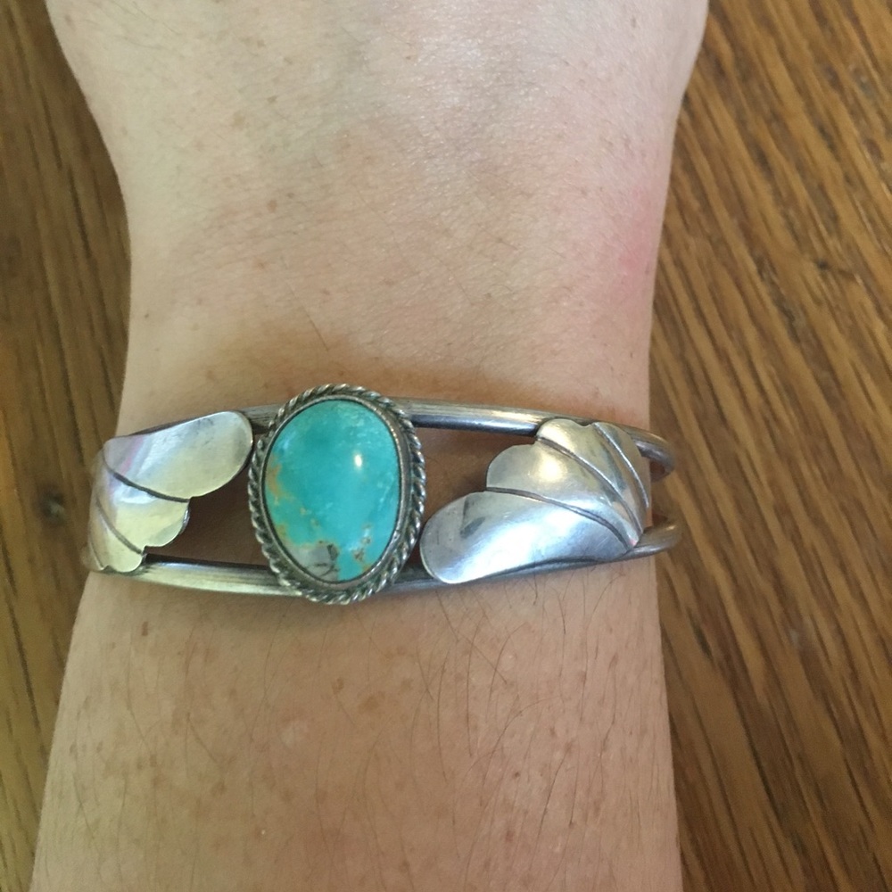 Vintage turquoise and silver cuff
