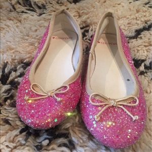 J. Crew Girls' glitter ballet flat Pink, Sz 13
