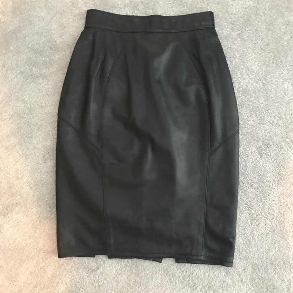Vintage genuine leather pencil skirt