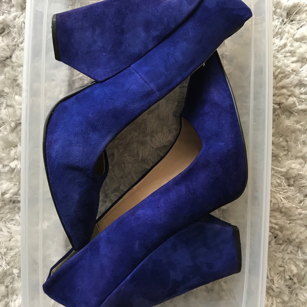 Zara blue wedge heels