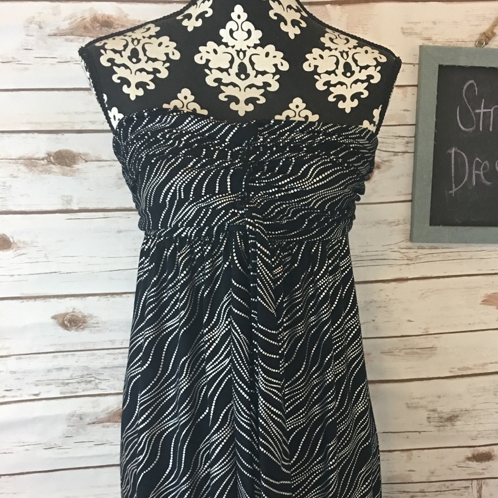 Black and silver strapless club dress Medium