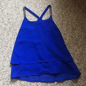 NWOT Blue blouse with beaded straps