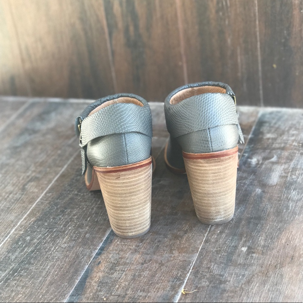 Distressed Leather Fold-Over Phython Block Booties - Picture 6 of 7