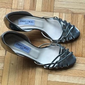 Jimmy Choo Silver, Open Toe Shoe, Size 39.5