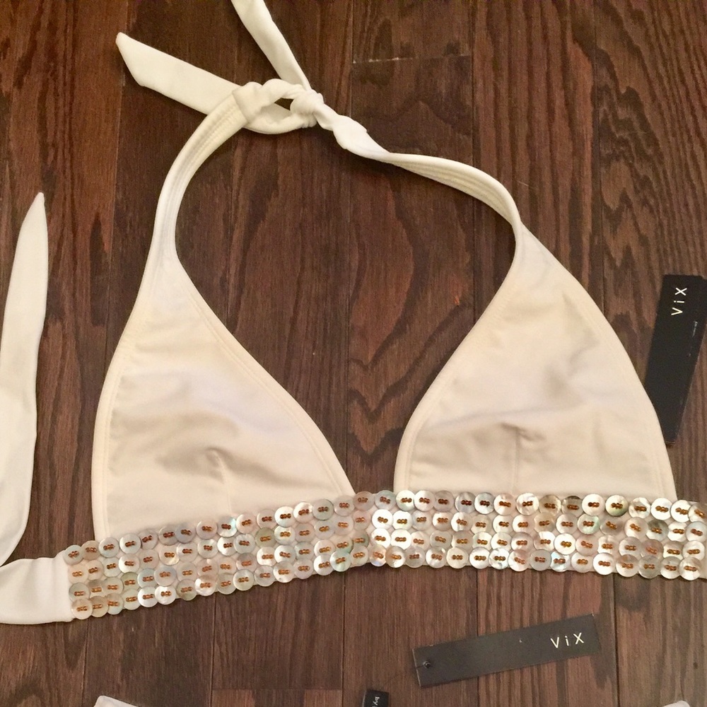 ViX couture swim bikini w/ mother-of-pearl beading