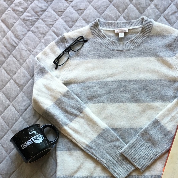 GAP Sweaters - Gap Striped Gray White Wool Sweater