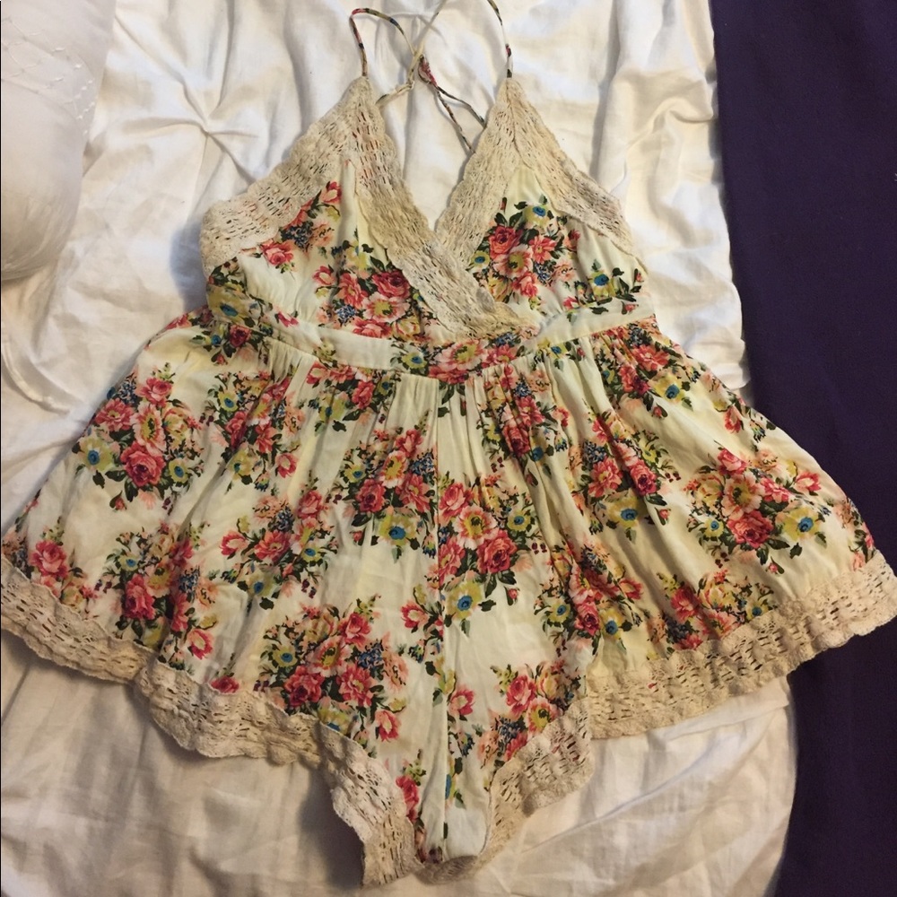 floral romper with open back