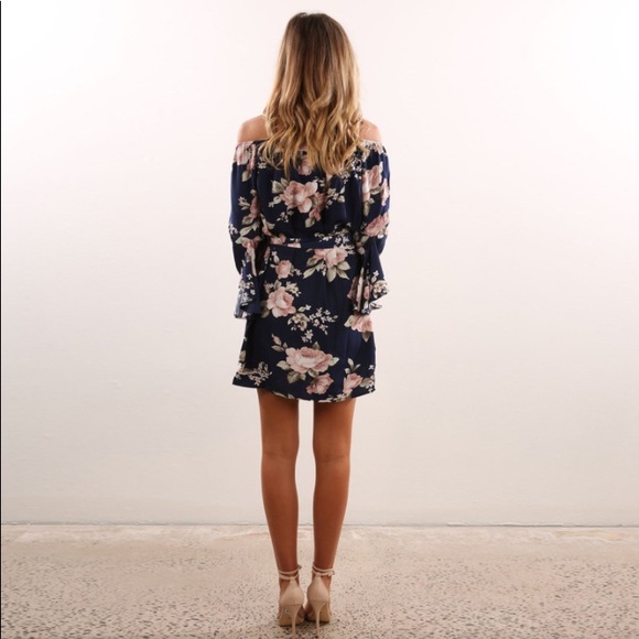 HP💕Floral Off Shoulder Mini Dress With Waistband - Picture 2 of 6