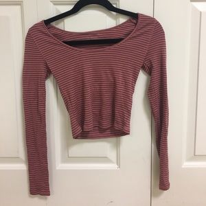Urban outfitters stripped long sleeve crop top