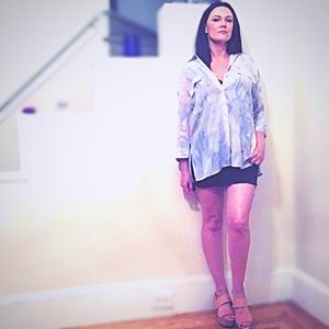 All Saints Pale Blue & Pink Silk Shirt