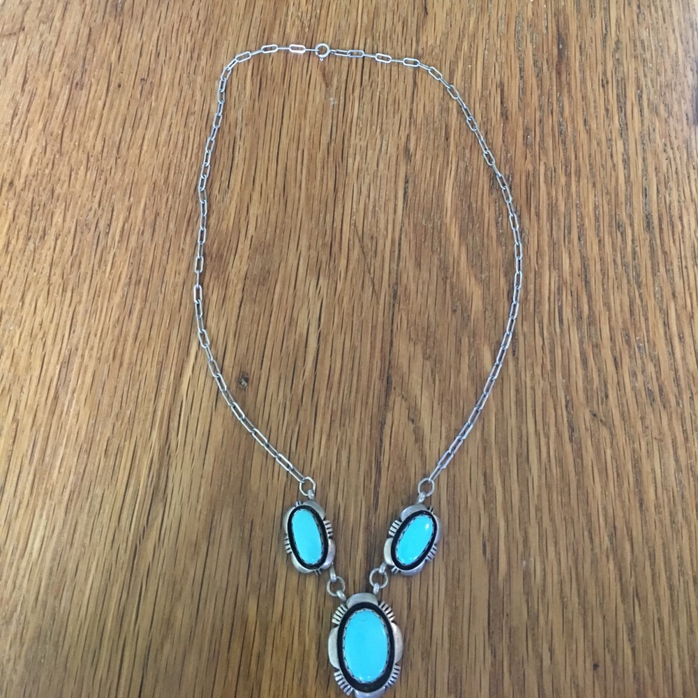 Navajo Sterling signed turquoise necklace