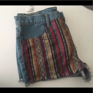 High waisted tribal print shorts