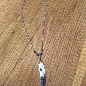 Bone and liquid silver painted & signed necklace